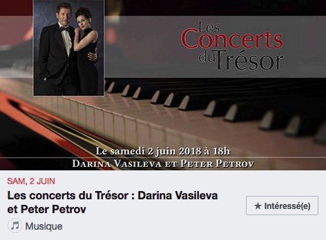 Bannière Facebook. Liège. Les concerts du Trésor. Darina Vasileva et Peter Petrov. 2018-06-02